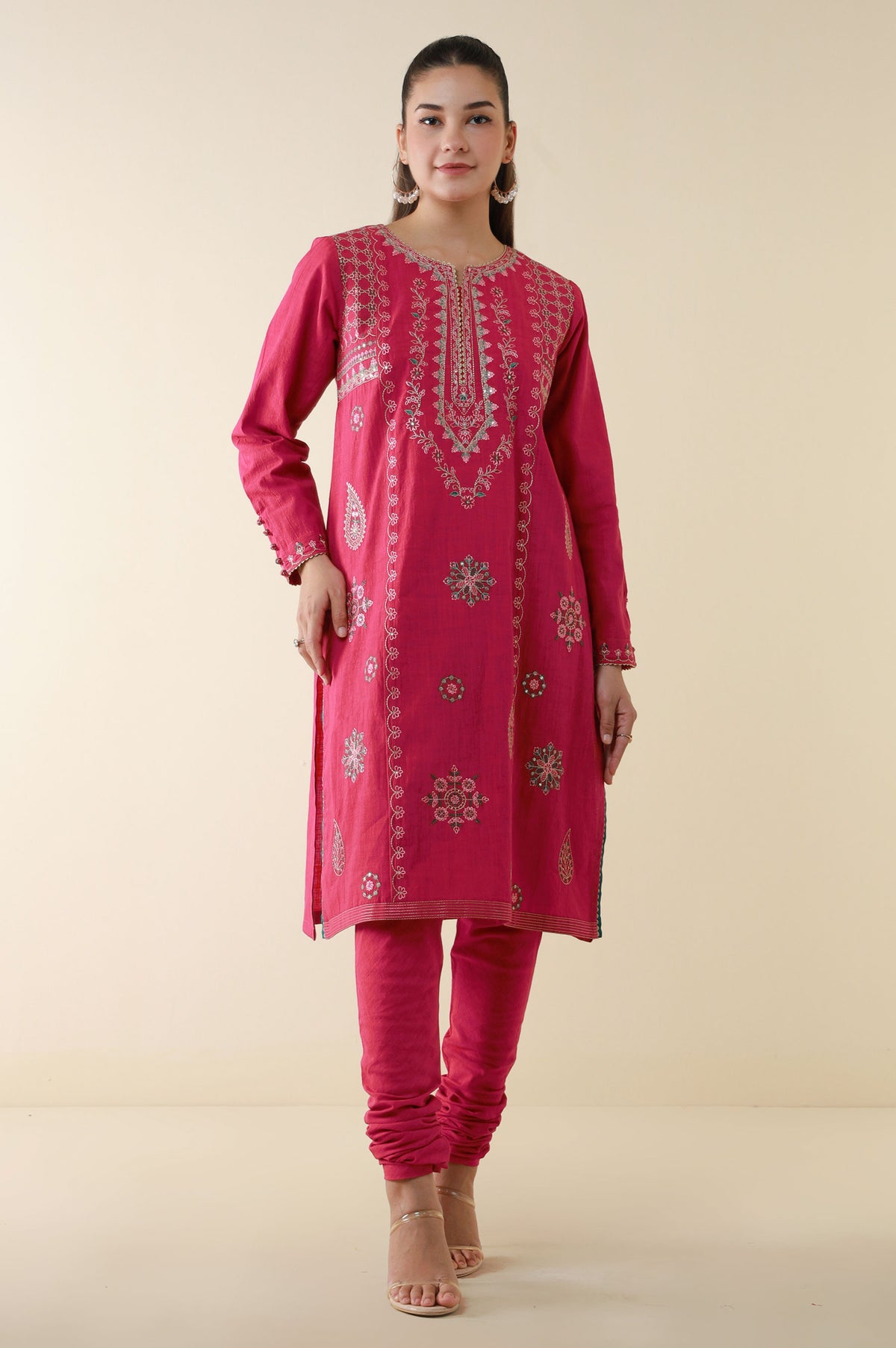 Unstitched 3 Piece Embroidered Textured Suit