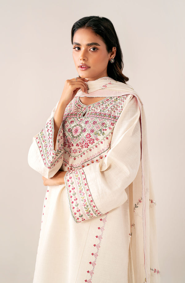 Unstitched 3 Piece Embroidered Textured Suit