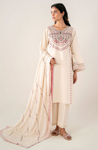 Unstitched 3 Piece Embroidered Textured Suit