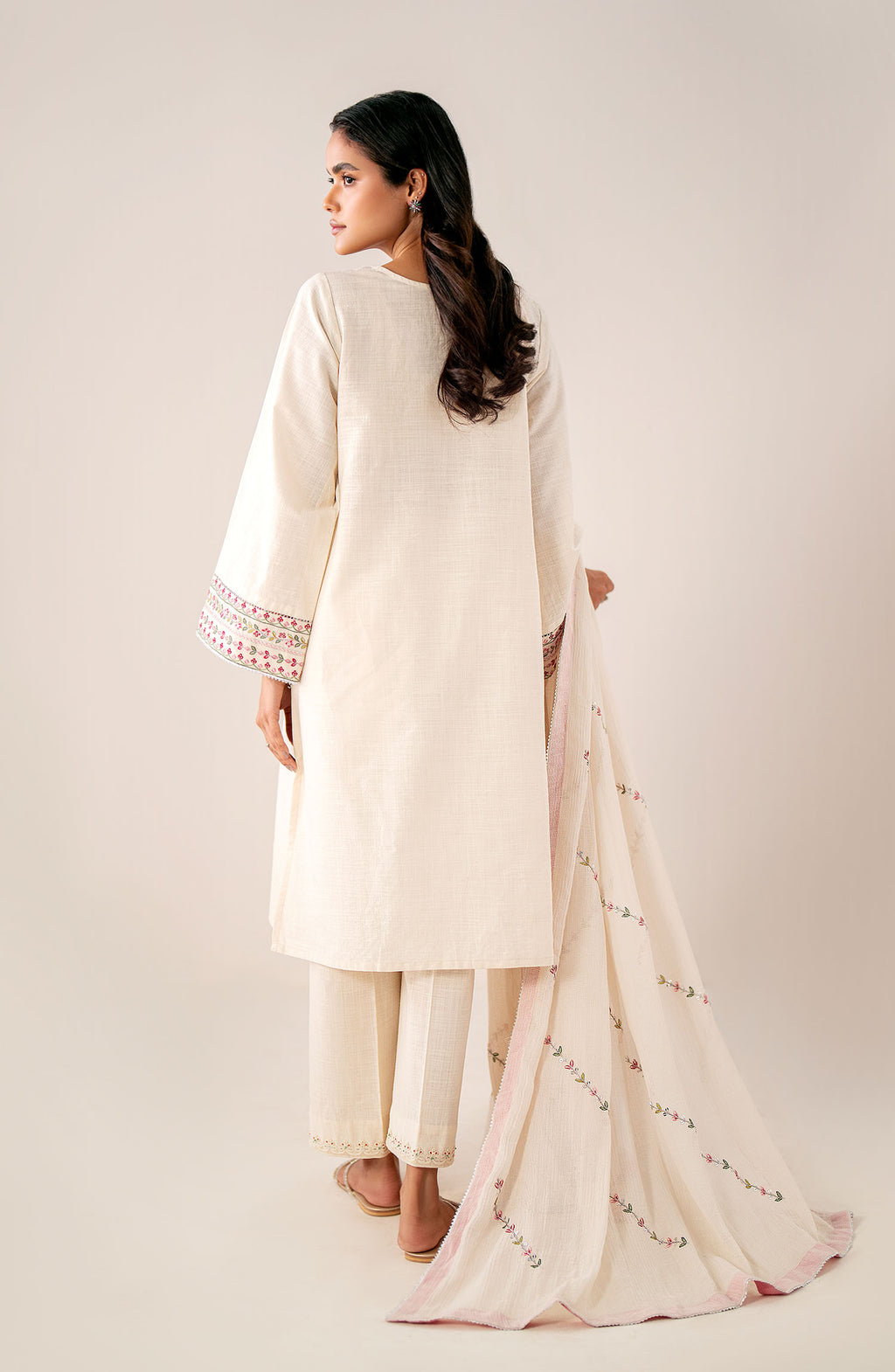 Unstitched 3 Piece Embroidered Textured Suit