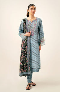 Unstitched 3 Piece Printed Lawn Shirt with Printed Chiffon Dupatta
