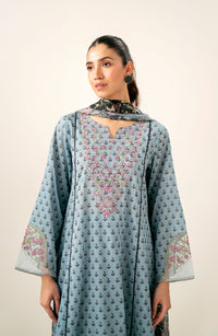 Unstitched 3 Piece Printed Lawn Shirt with Printed Chiffon Dupatta