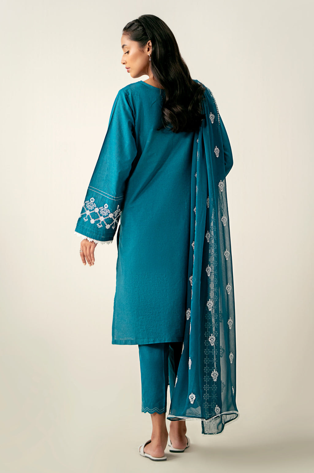 Stitched 3 Piece Embroidered Chikankari Suit