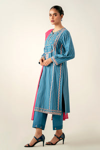 Unstitched 3 Piece Embroidered Mysuri Jacquard Shirt with Dyed Cotton Zari Dupatta
