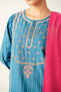 Unstitched 3 Piece Embroidered Mysuri Jacquard Shirt with Dyed Cotton Zari Dupatta