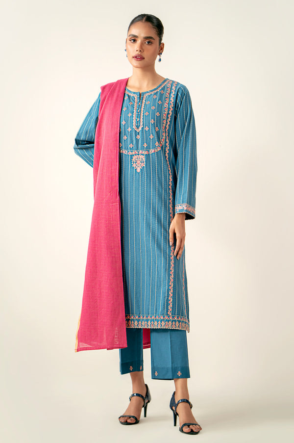 Unstitched 3 Piece Embroidered Mysuri Jacquard Suit