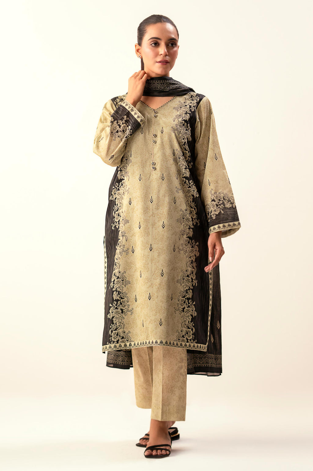 Unstitched 3 Piece Printed Lawn Suit