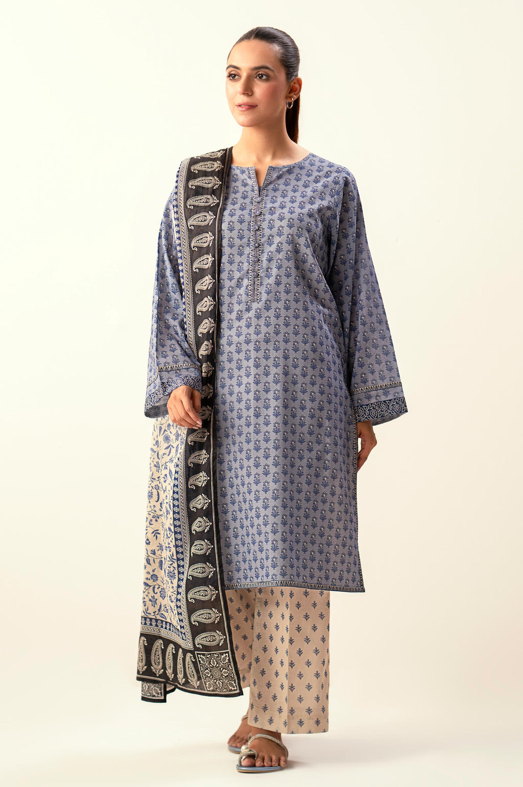 Unstitched 3 Piece Printed Lawn Suit