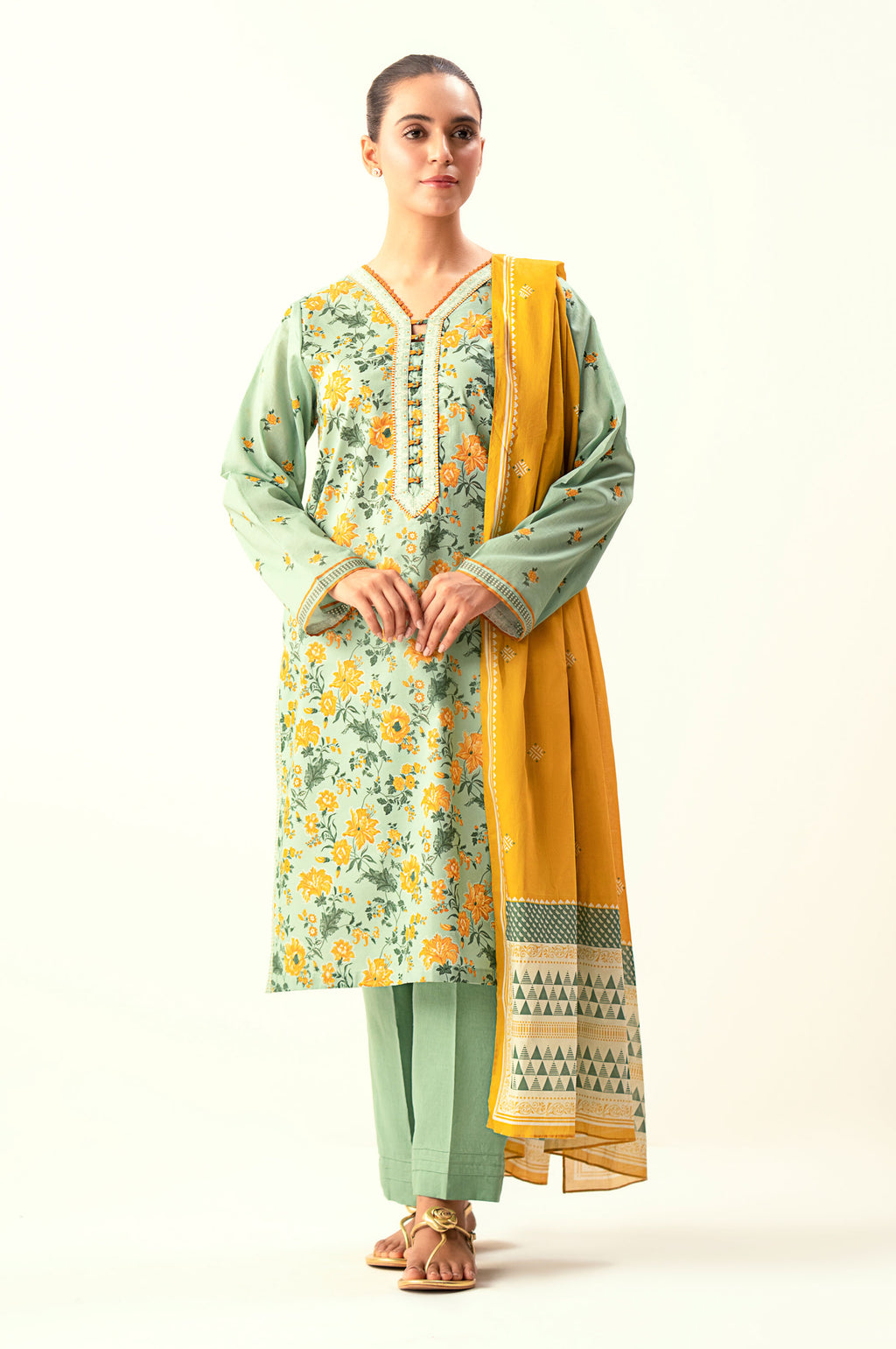 Unstitched 3 Piece Printed Lawn Suit