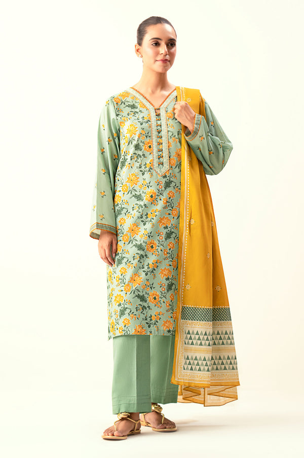 Unstitched 3 Piece Printed Lawn Suit