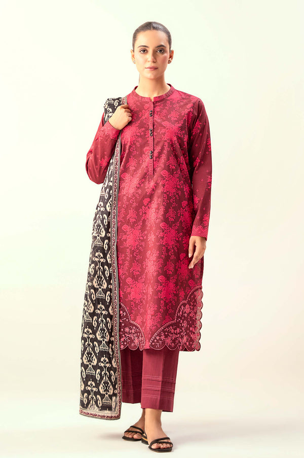 Unstitched 3 Piece Embroidered Lawn Suit