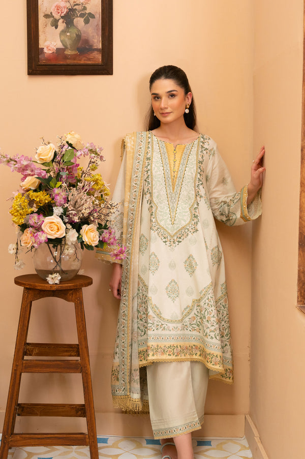 Unstitched 3 Piece Printed Lawn Suit