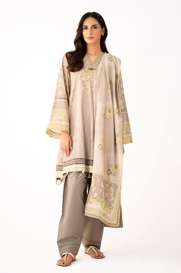 Unstitched 3 Piece Printed Lawn Suit