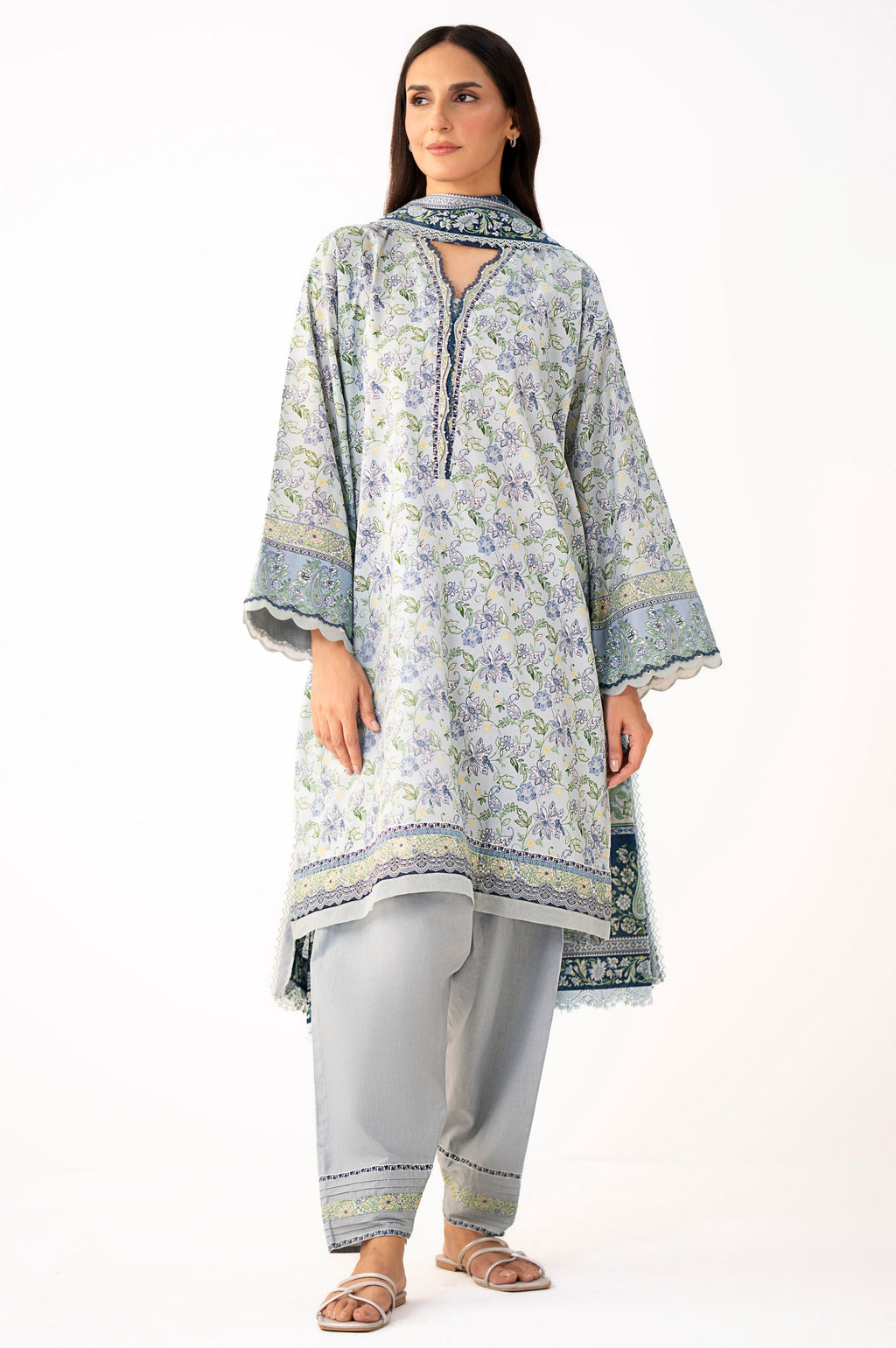 Unstitched 3 Piece Printed Lawn Suit