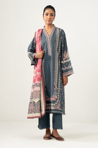 Unstitched 3 Piece Printed Khaddar Suit