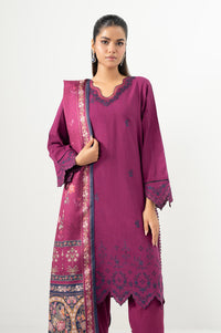 Unstitched 3 Piece Embroidered Khaddar Suit