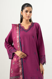 Unstitched 3 Piece Embroidered Khaddar Suit
