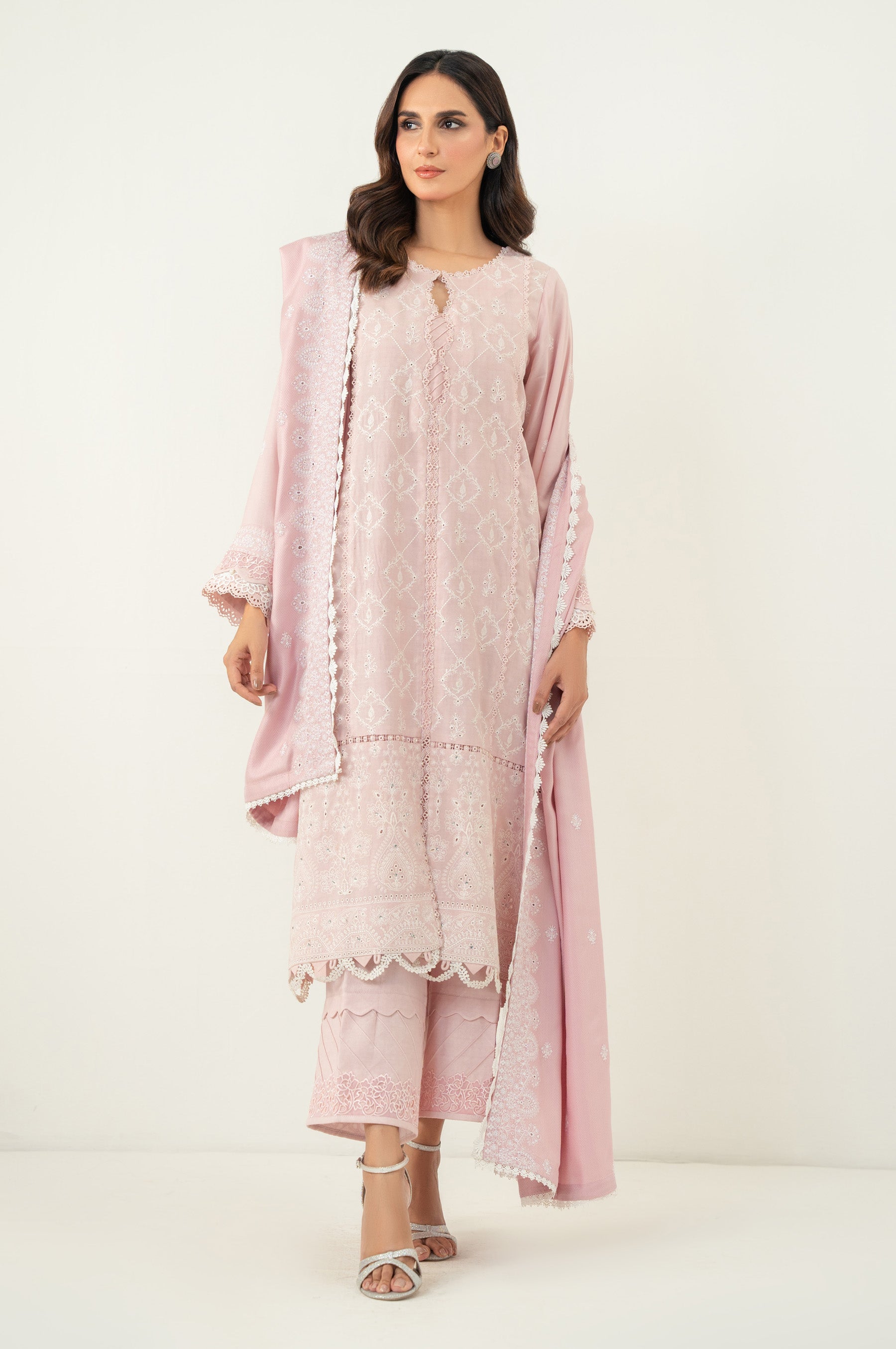 UNSTITCHED 3 PIECE CHIKANKARI SUIT