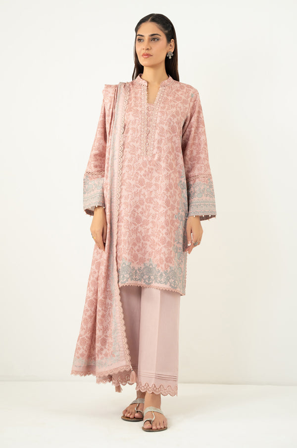 Unstitched 3 Piece Printed Cottel Suit