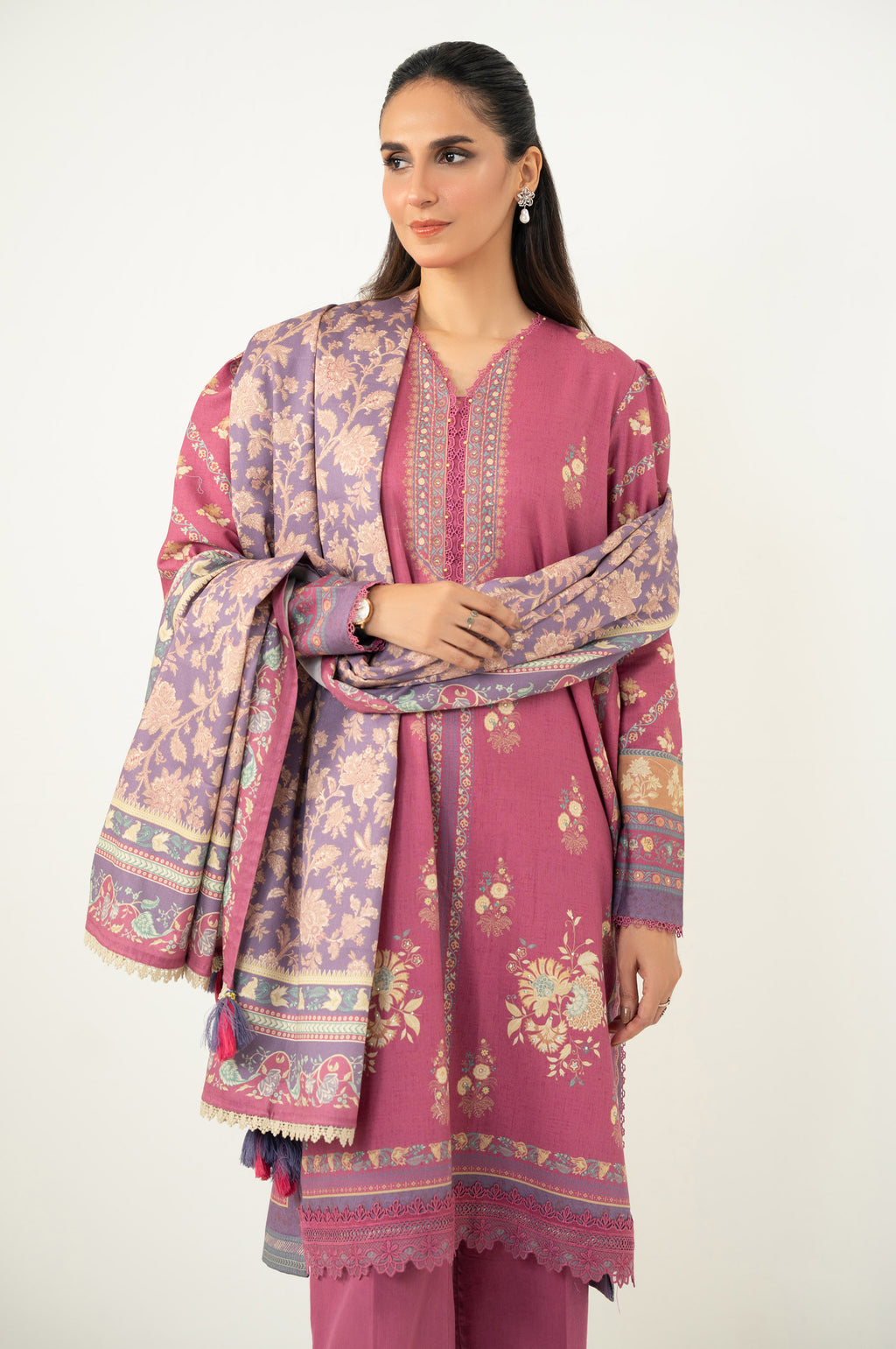 Unstitched 3 Piece Printed Cottel Suit