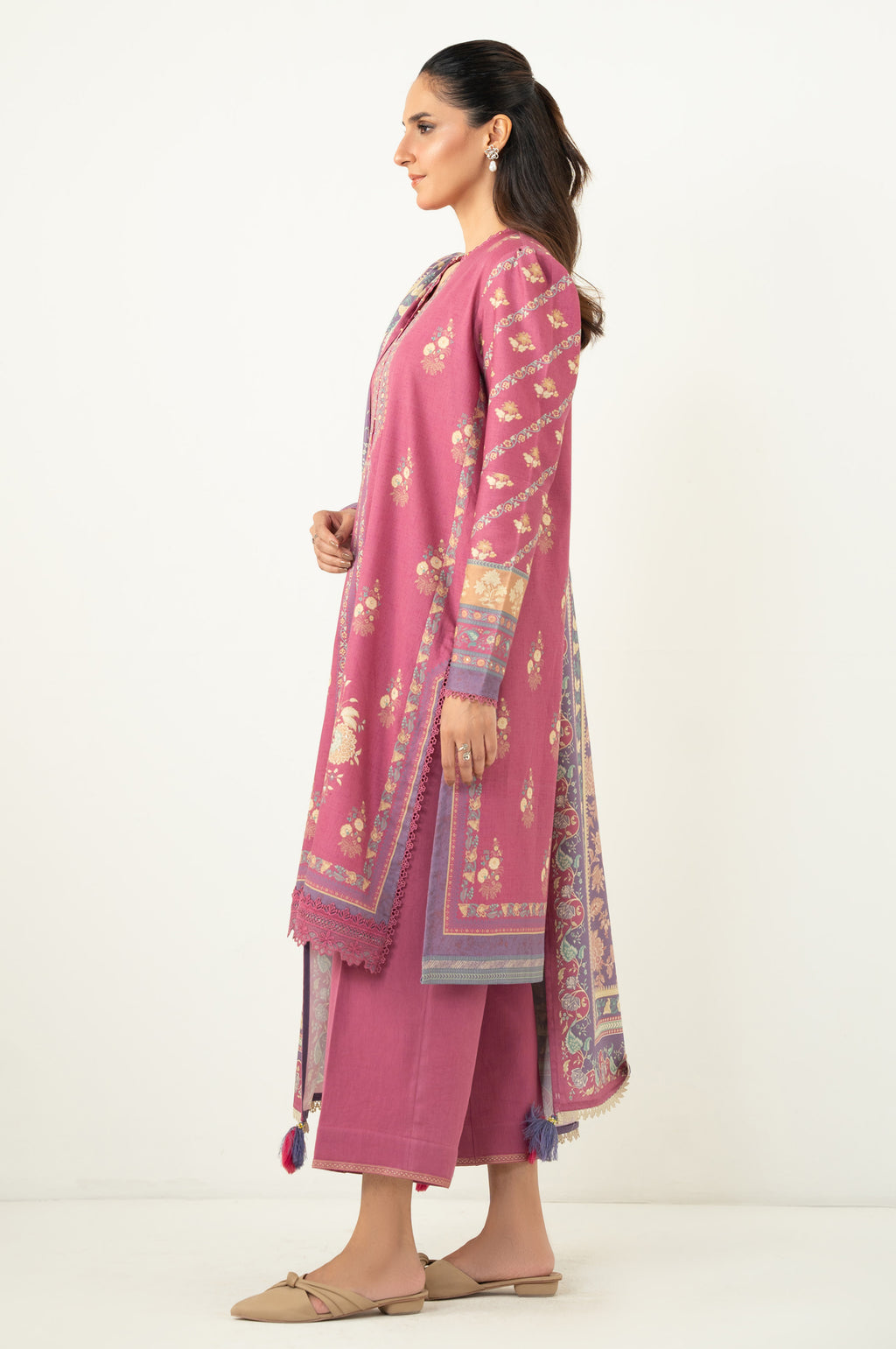 Unstitched 3 Piece Printed Cottel Suit