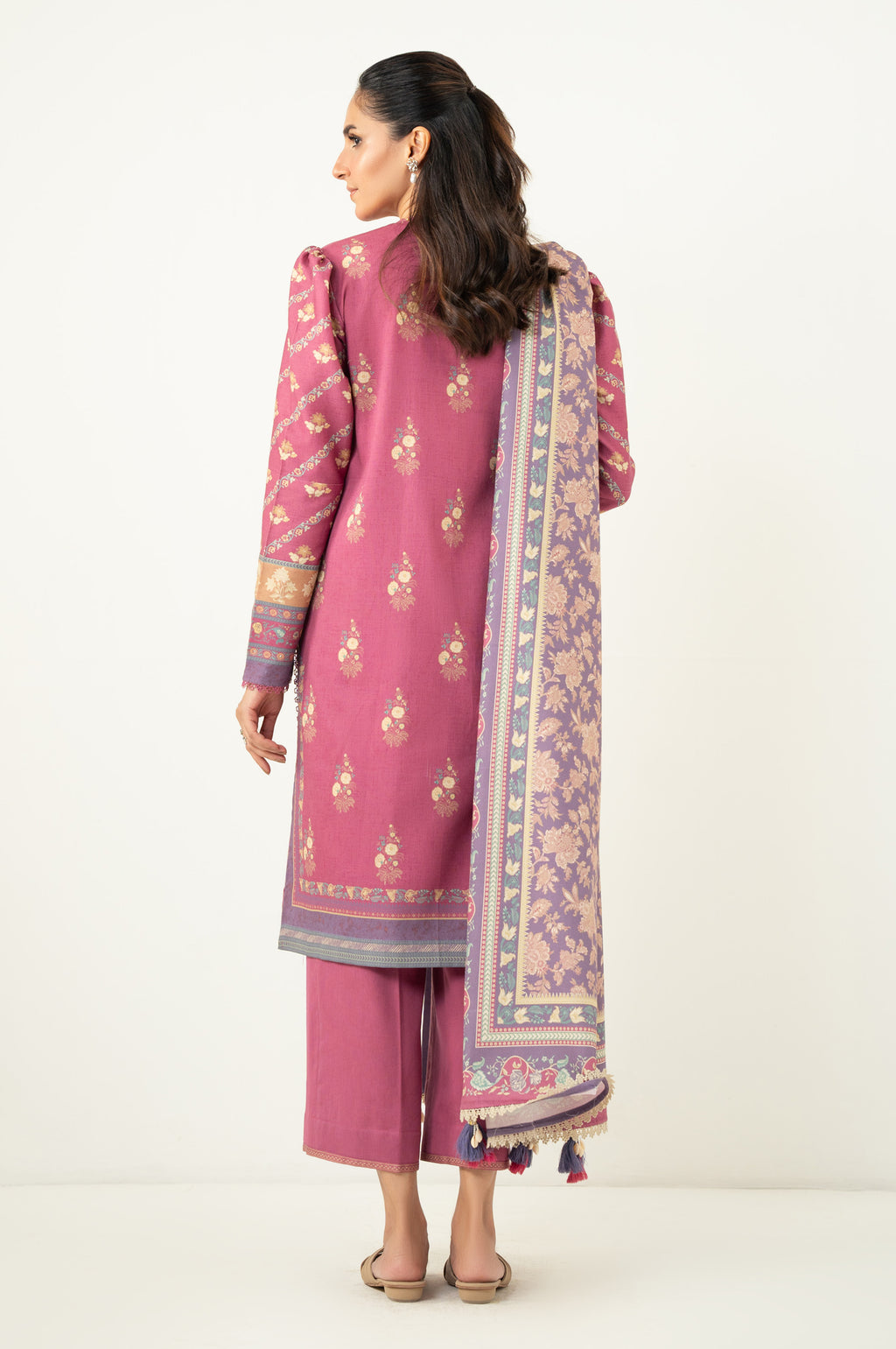 Unstitched 3 Piece Printed Cottel Suit