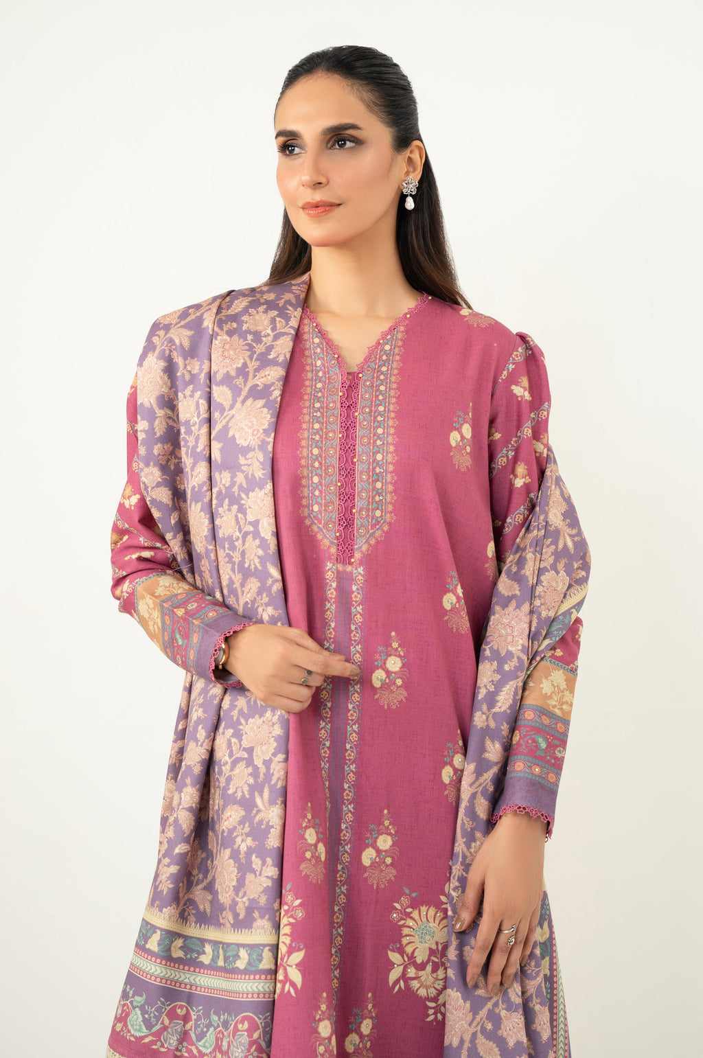 Unstitched 3 Piece Printed Cottel Suit