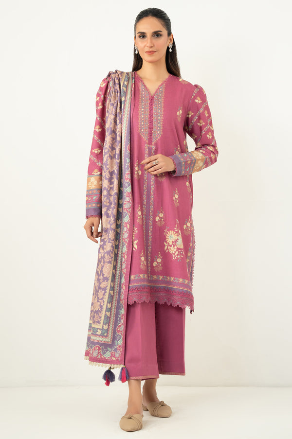 Unstitched 3 Piece Printed Cottel Suit