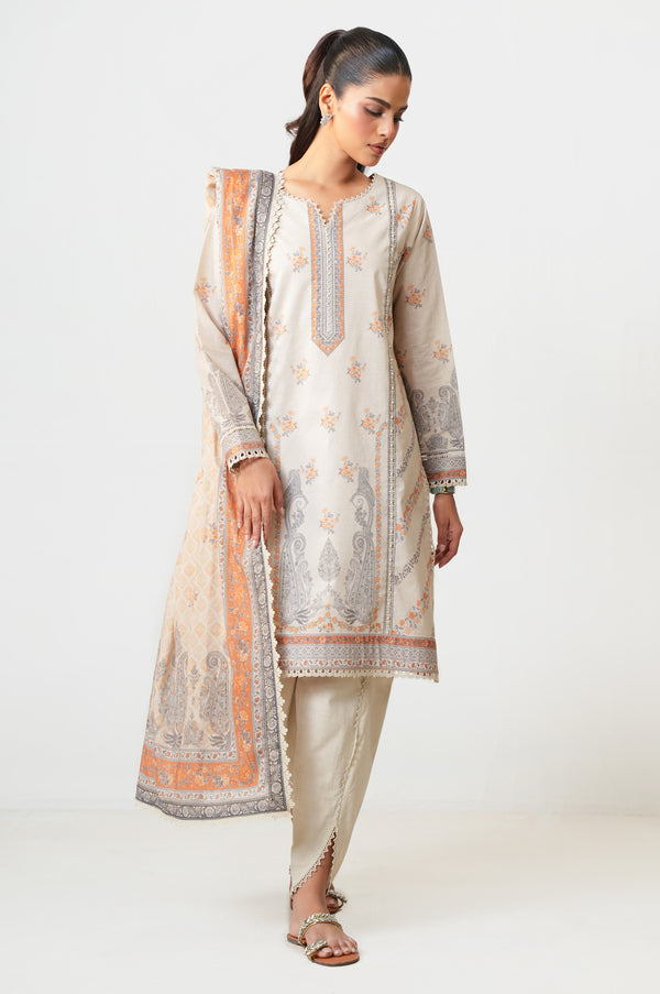 Unstitched 3 Piece Digital Printed Lawn Suit