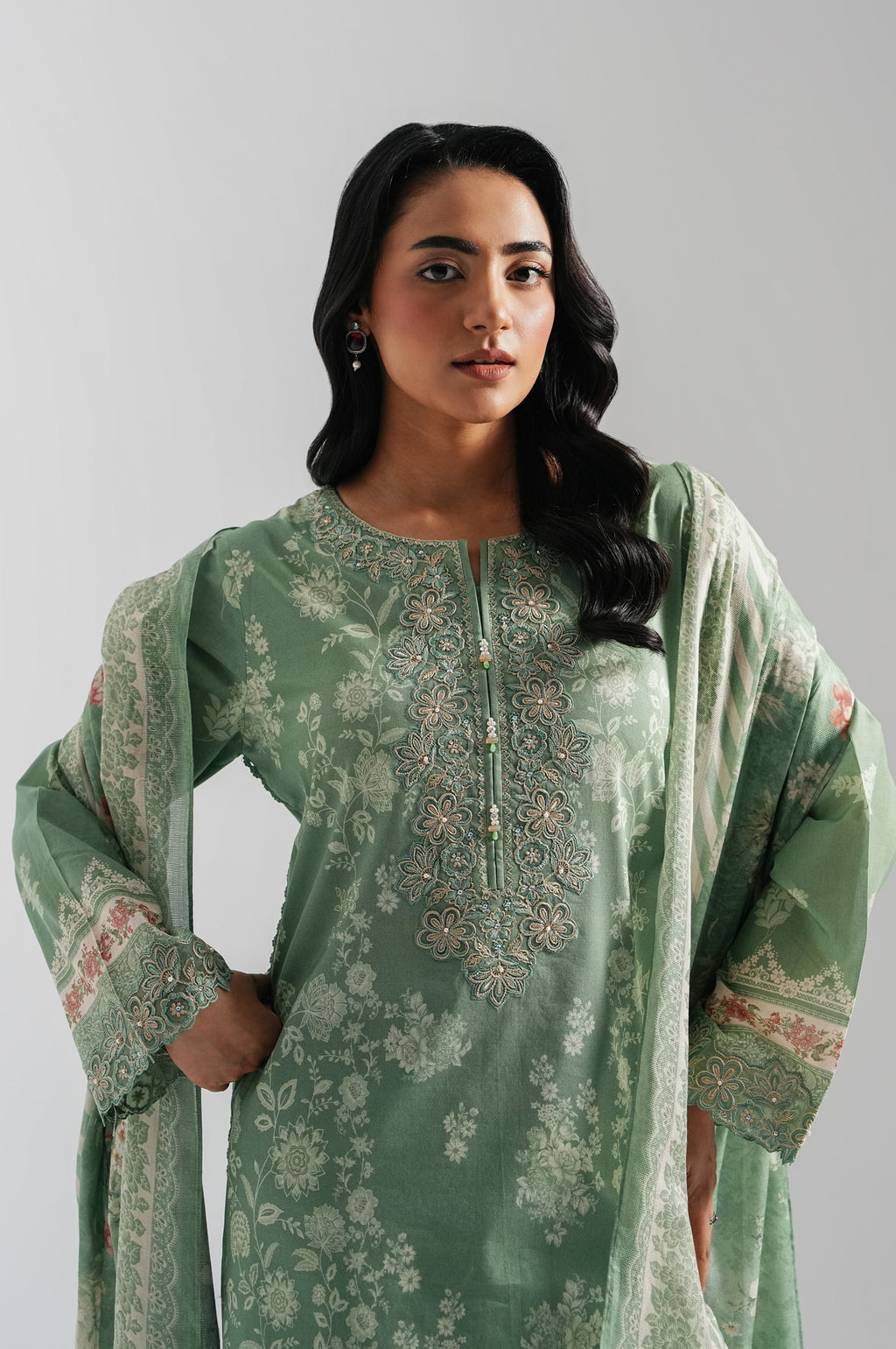 UNSTITCHED EMBROIDERED SUIT