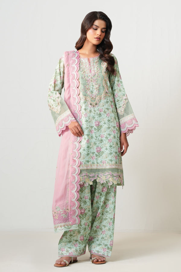 Unstitched 3 Piece Embroidered Luxury Lawn Suit