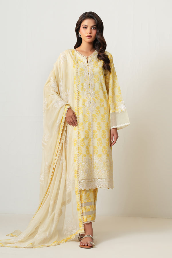 Unstitched 3 Piece Embroidered Lawn Suit