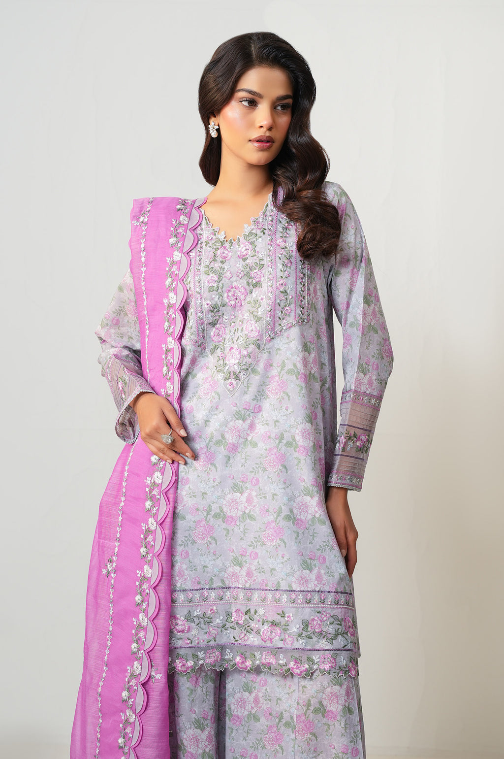 UNSTITCHED EMBROIDERED SUIT
