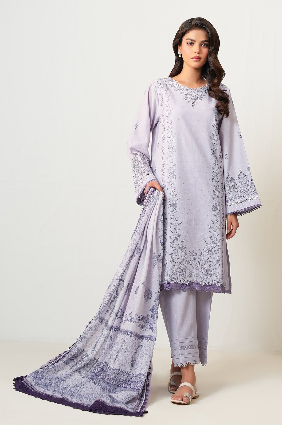 Unstitched 3 Piece Embroidered Lawn Suit
