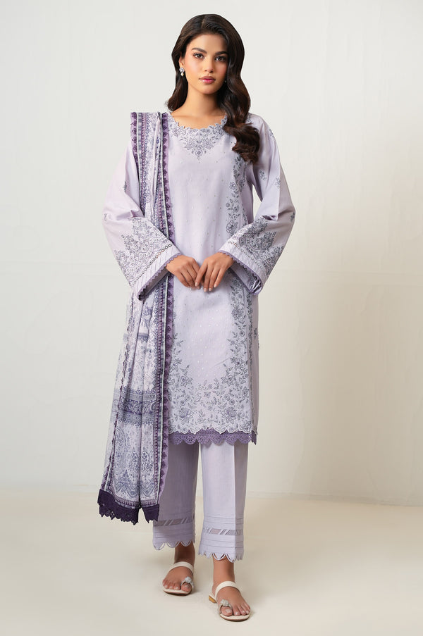 Unstitched 3 Piece Embroidered Lawn Suit