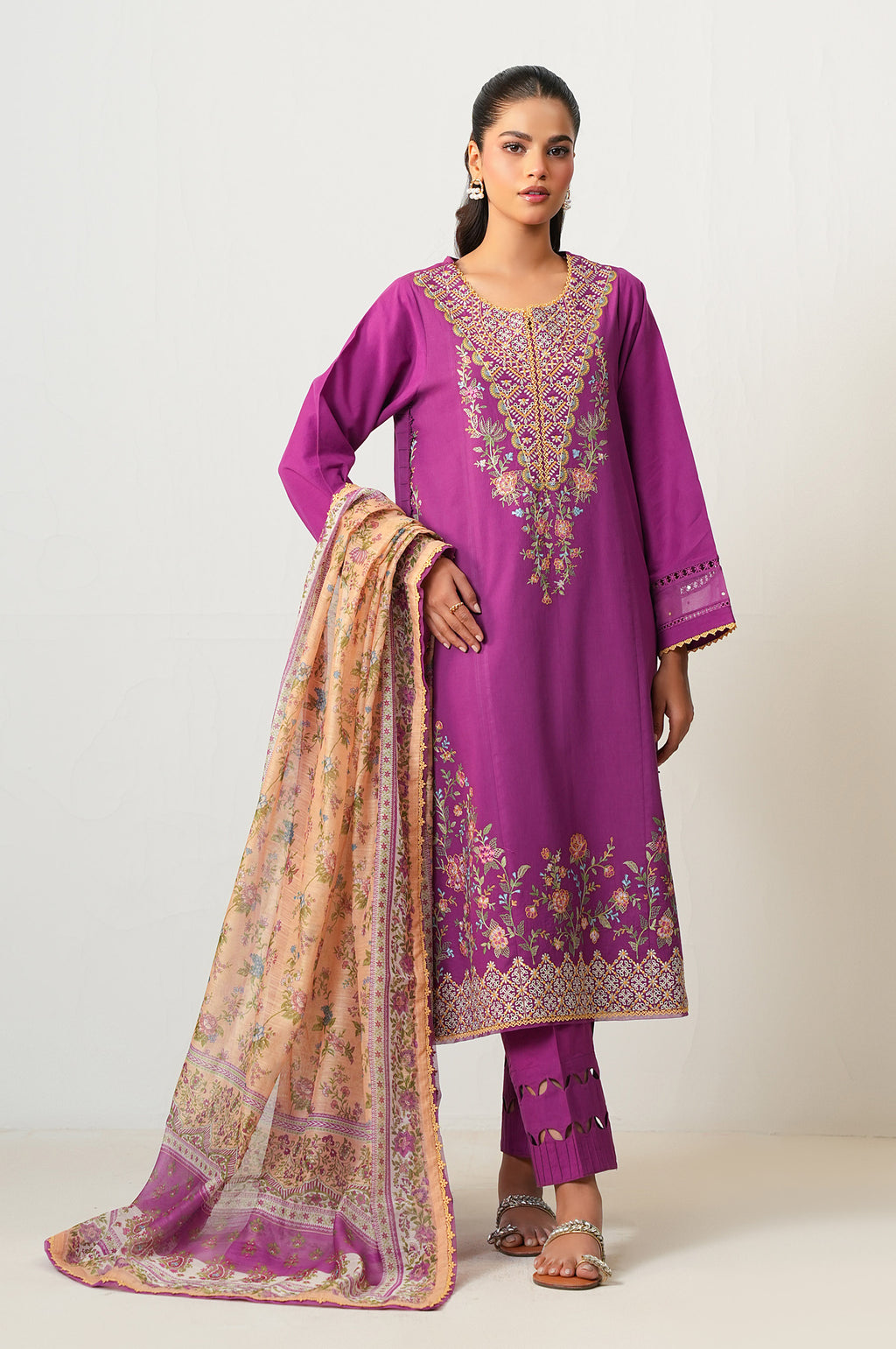 UNSTITCHED EMBROIDERED SUIT