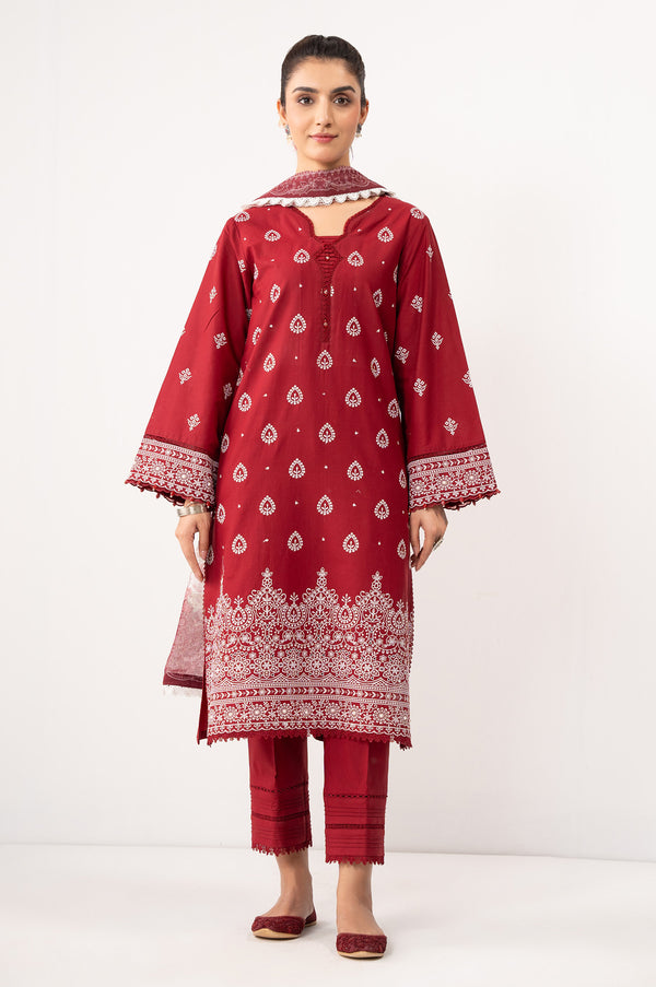 Unstitched 3 Piece Embroidered Lawn Chikankari Suit