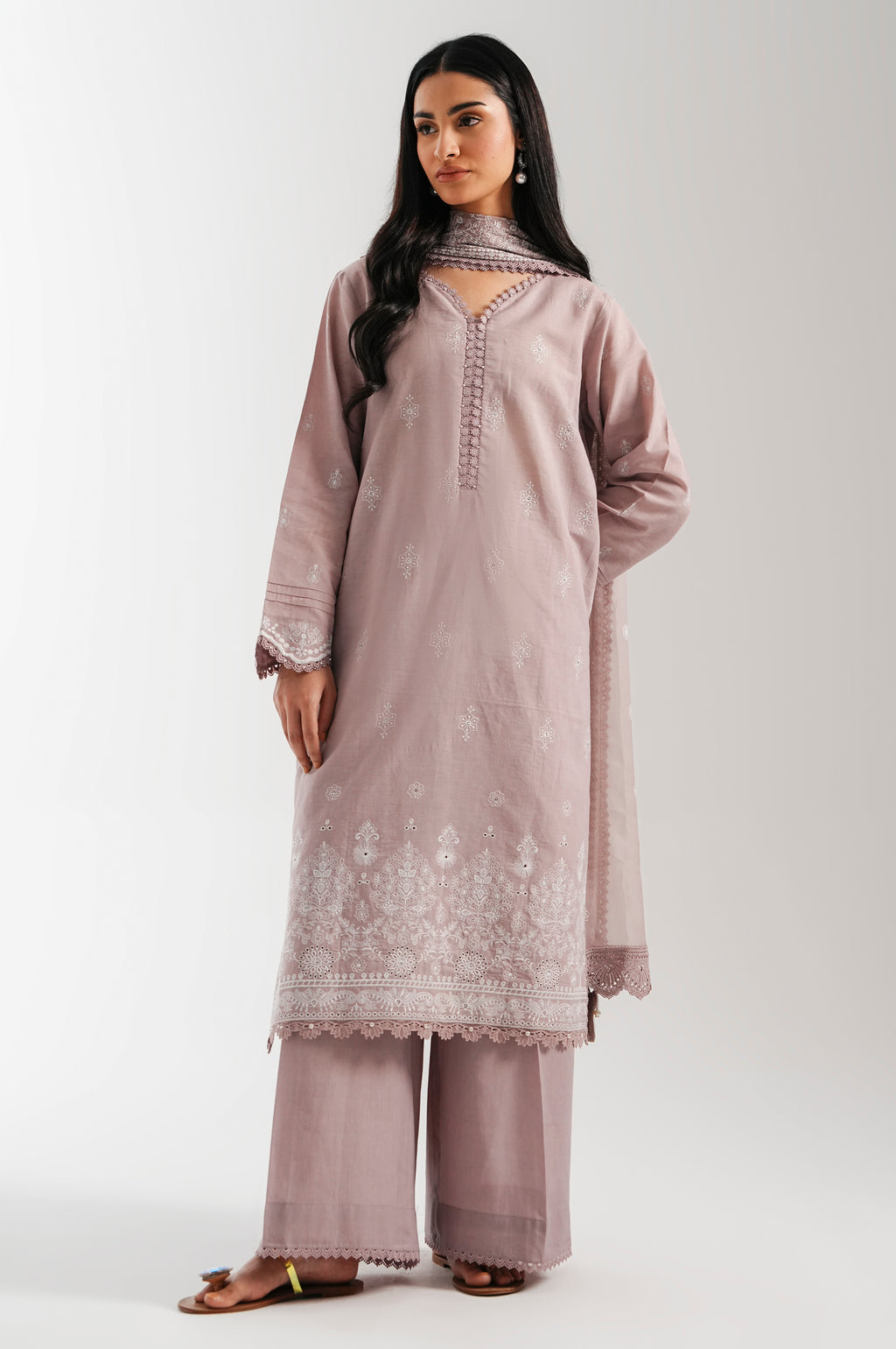 UNSTITCHED EMBROIDERED SUIT