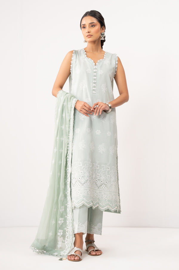 Unstitched 3 Piece Embroidered Lawn Chikankari Suit