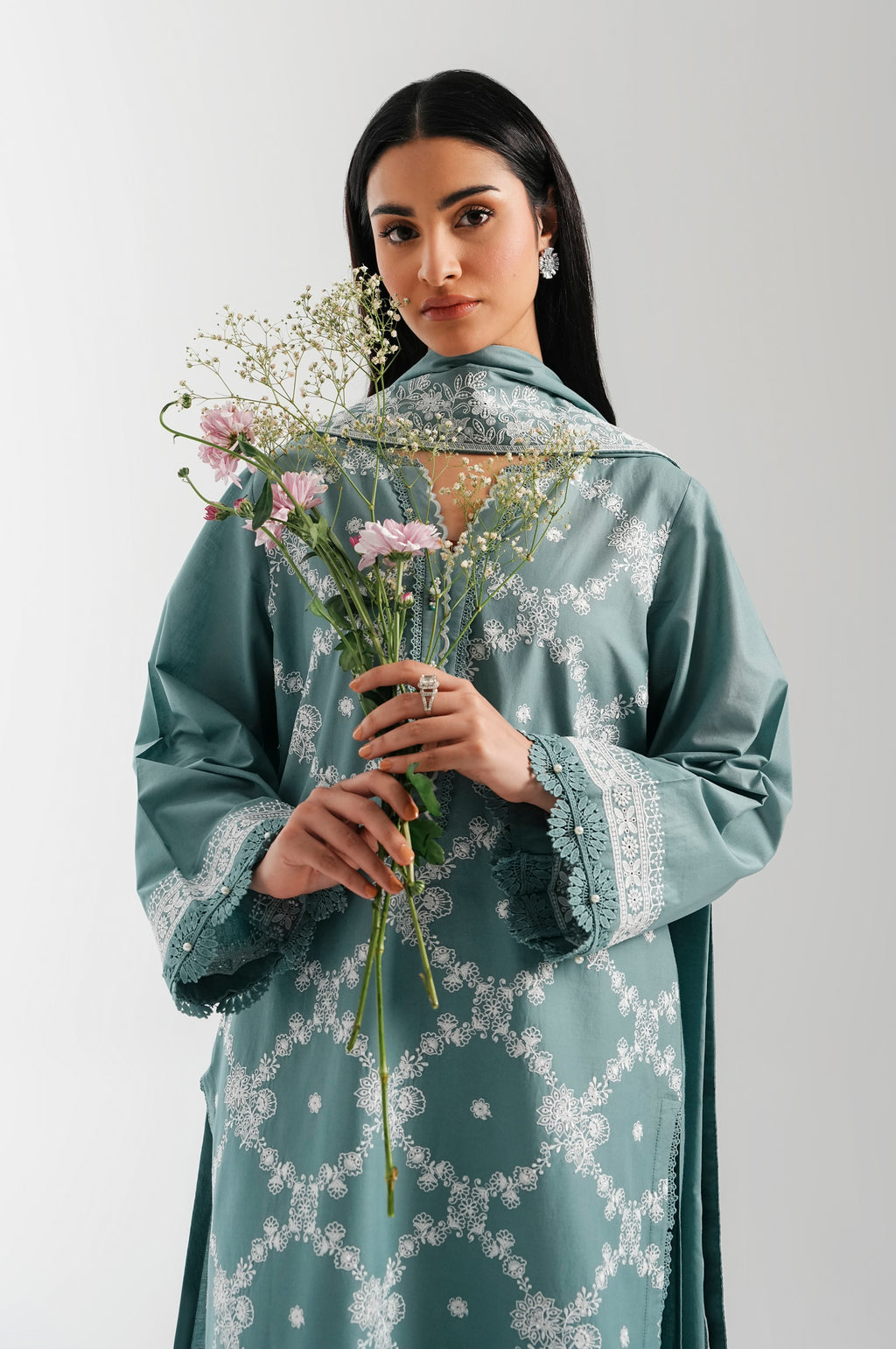 UNSTITCHED EMBROIDERED SUIT