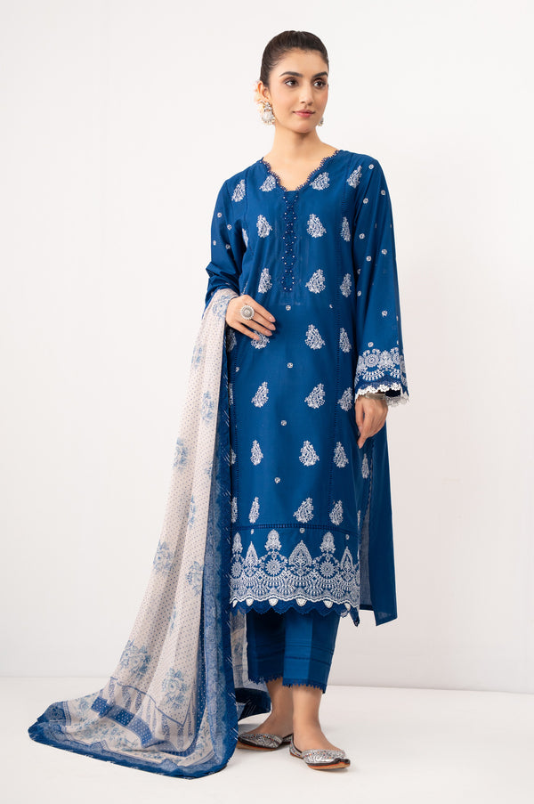 Unstitched 3 Piece Embroidered Lawn Chikankari Suit