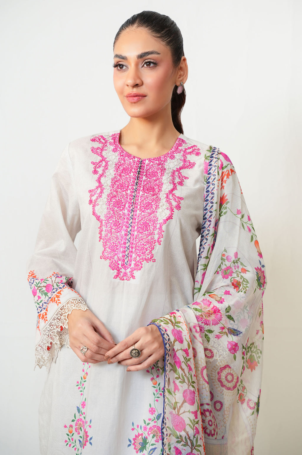 UNSTITCHED EMBROIDERED SUIT