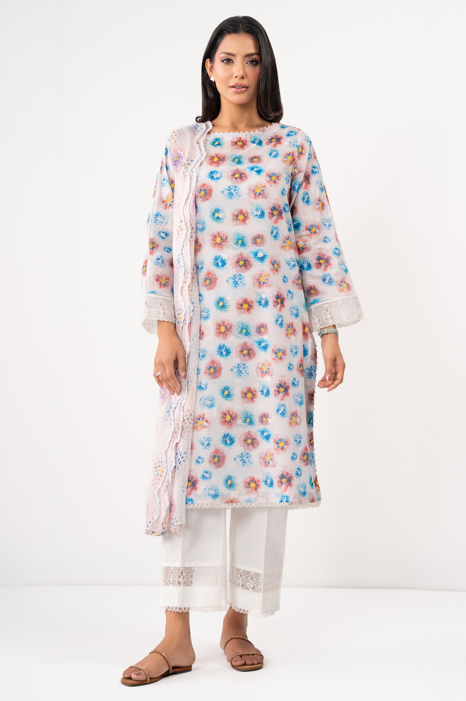 UNSTITCHED EMBROIDERED SUIT