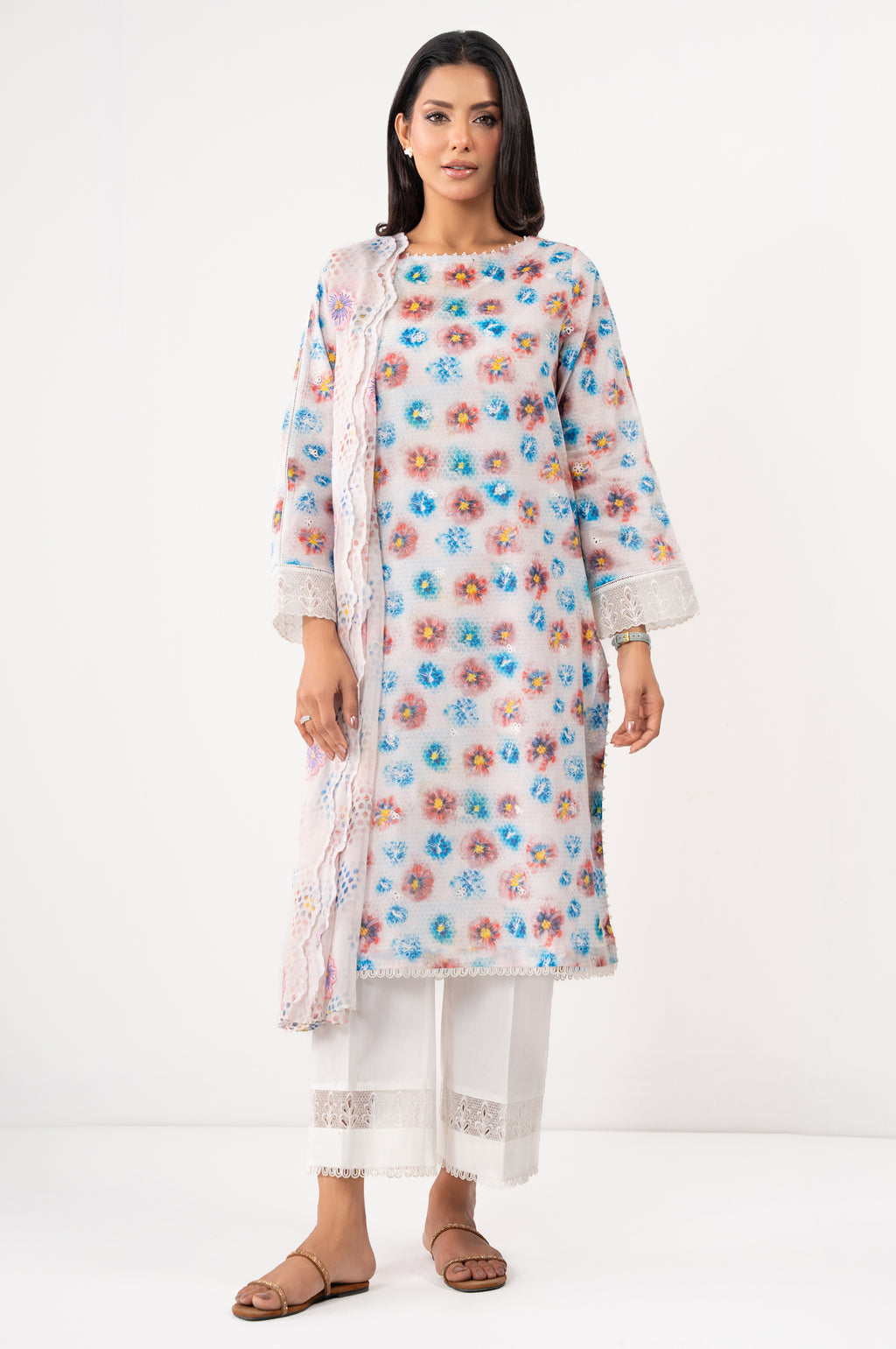 UNSTITCHED EMBROIDERED SUIT