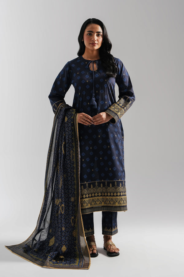 Unstitched 3 Piece Paste Printed Lawn Suit