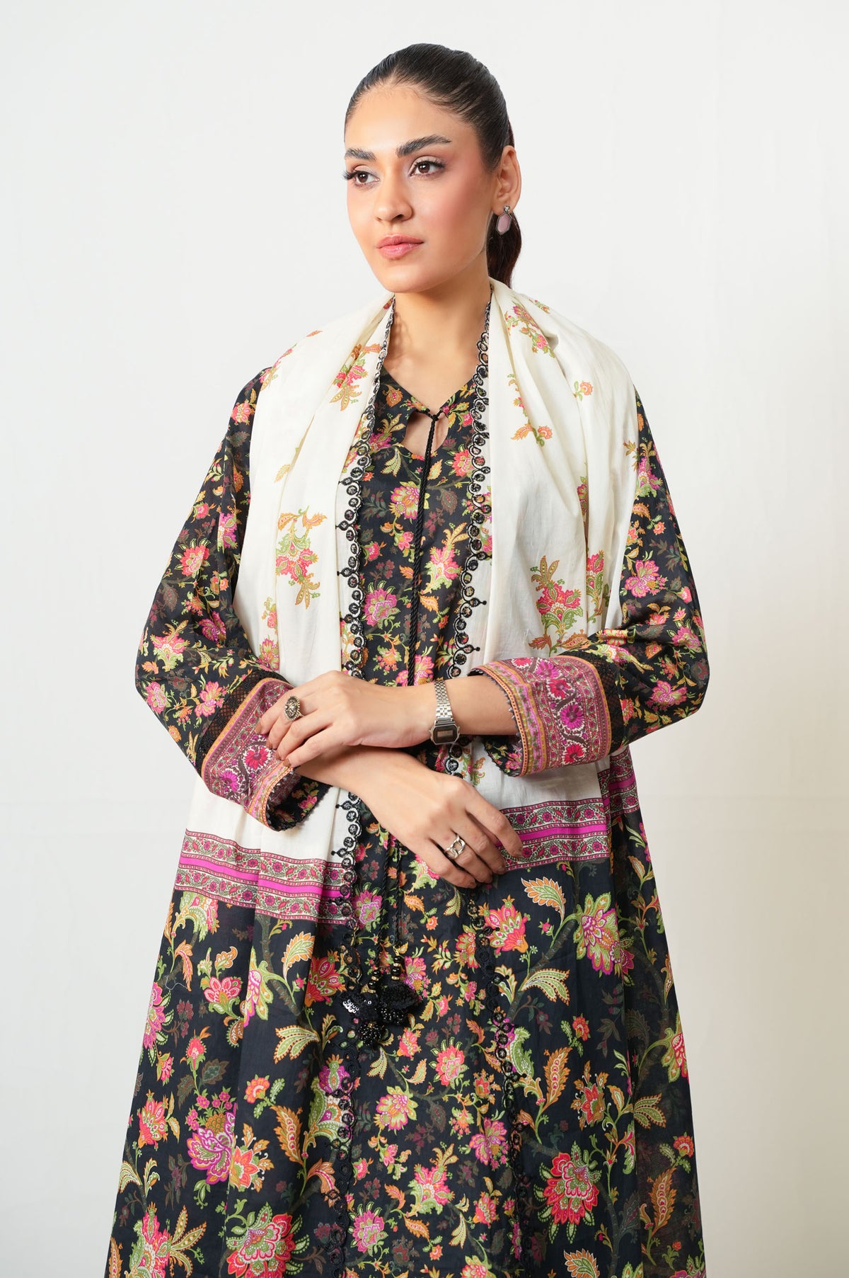 Unstitched 3 Piece Embroidered Lawn Suit
