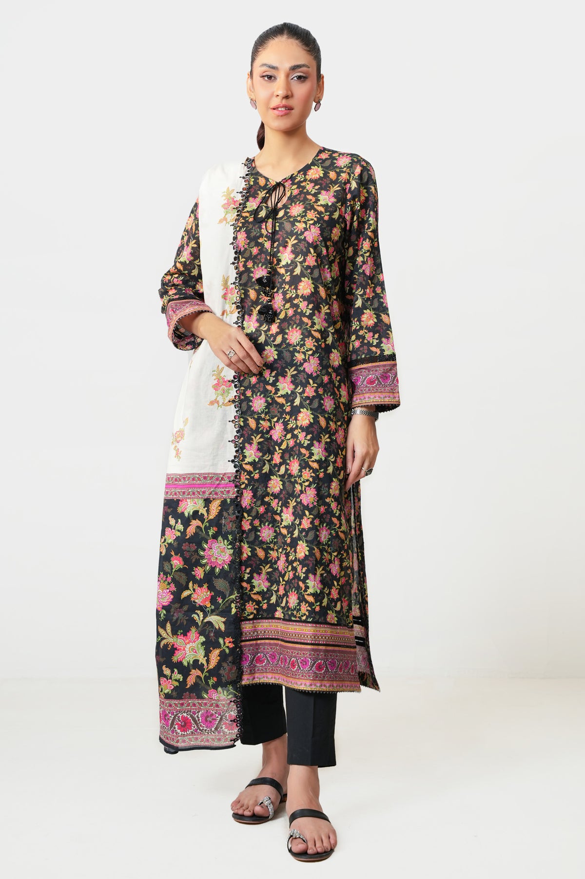 Unstitched 3 Piece Embroidered Lawn Suit