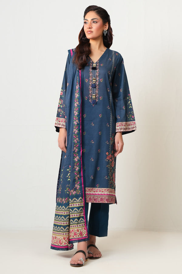 Unstitched 3 Piece Embroidered Lawn Suit