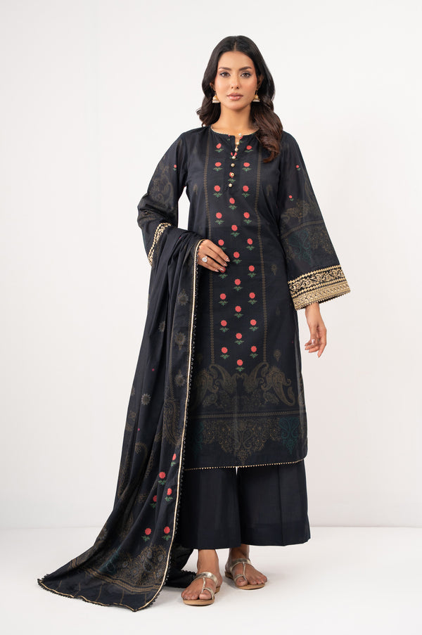 Unstitched 3 Piece Printed Embroidered Lawn Suit