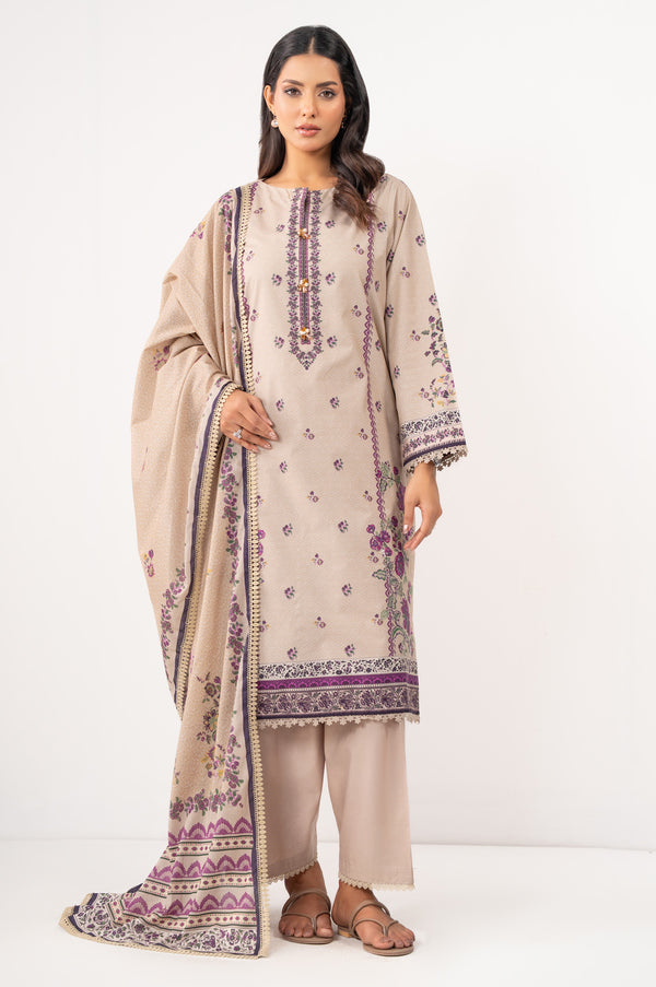 Unstitched 3 Piece Digital Printed Embroidered Lawn Suit